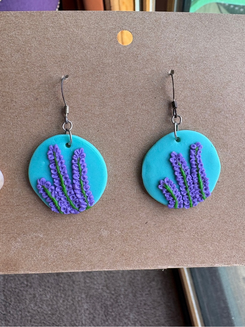 Handmade Turquoise and Lavender Polymer Clay Earrings